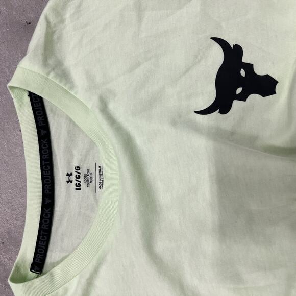 Under Armour Project Rock Respect Short Sleeve T-Shirt Men Size Large Mint Green - Picture 6 of 8